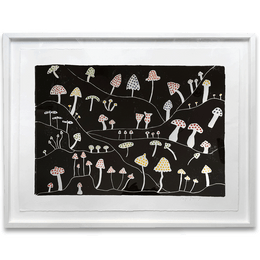Hugo Guinness's "Mushrooms" Original Painted Linocut
