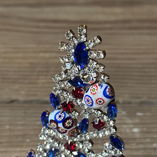 Nostalgic Jeweled Blue Millefiorer Glass Crystal Tree
