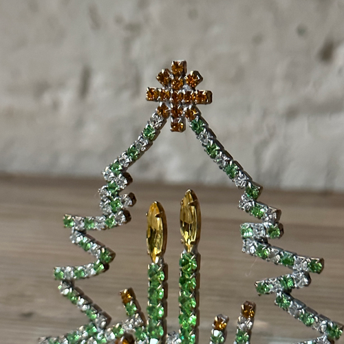 Nostalgic Jeweled Green Glass Crystal Tree with Candles