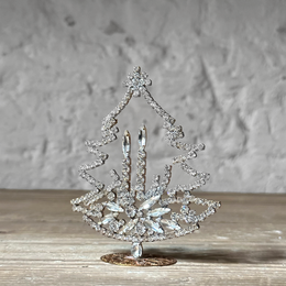 Nostalgic Jeweled Green Clear Crystal Tree with Candles