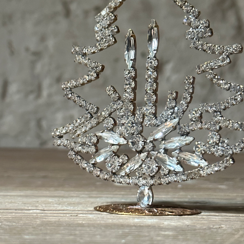 Nostalgic Jeweled Green Clear Crystal Tree with Candles