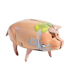 Polly the Wind-Up Walking Pig with Clover & Blue Ribbon