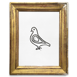 Hugo Guinness "Left Facing Pigeon" Linocut in a Vintage Frame