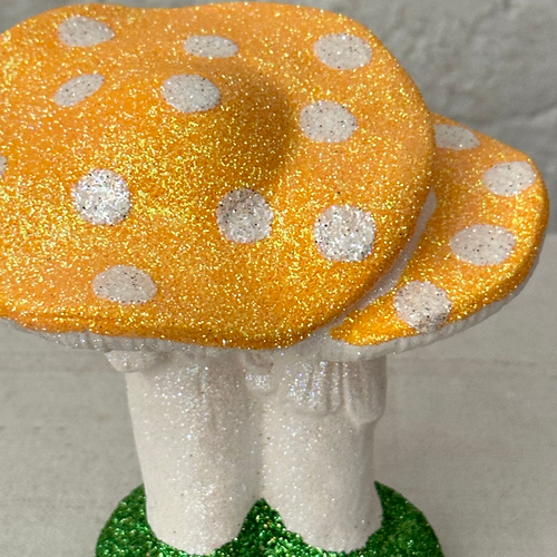 Glitter Mushroom Couple in Yellow Orange
