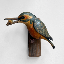 Black Forest Carved Bird with Fish (#12-11)