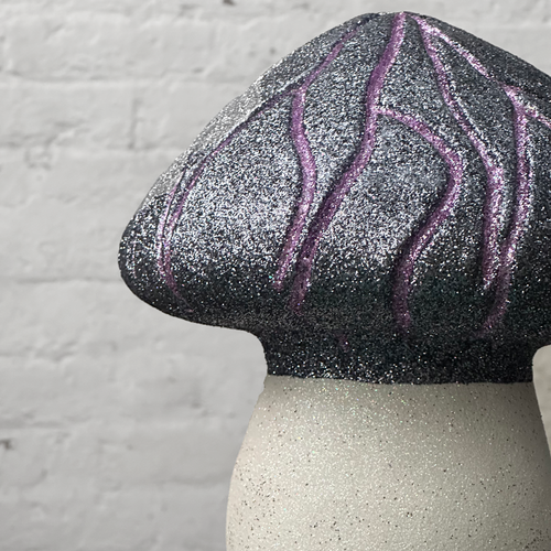 Grooved Glitter Mushroom in Grey & Purple