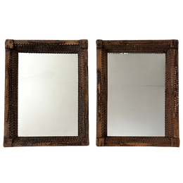 16.5" H Vintage American Tramp Art Mirror Pair