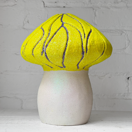 Grooved Glitter Mushroom in Neon Yellow & Grey