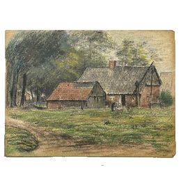 Evert Rabbers Early 20th-century Landscape Drawing (ER2413)