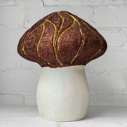 Grooved Glitter Mushroom in Brown & Gold