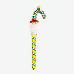 Santa Face Candy Cane Ornament in Yellow