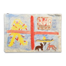 Double-Sided Late 19th-century Naïve Watercolor Illustration by Caroline Thompson