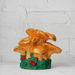 Small Chanterelle Gold Yellow Glitter Mushroom