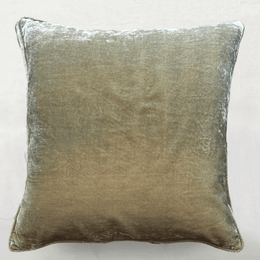 Plain Silk Velvet Cushion in Silver Green