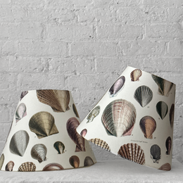 Custom John Derian for Designers Guild "Captain Thomas Brown Shells Oyster" Lampshade Pair