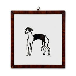 Hugo Guinness "Greyhound" Linocut in a Vintage Frame