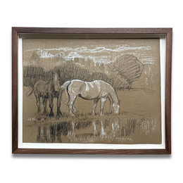 Evert Rabbers Framed Early 20th-century Horse Pastel Drawing #53