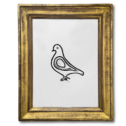 "Left Facing Pigeon" in an Antique Gilded Frame