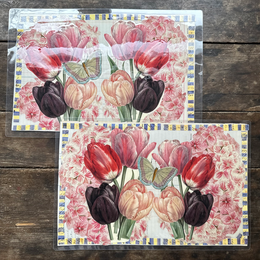 One of a Kind Collaged Tulips Mat Pair (2-12 & 2-13)