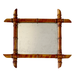 18.5" W Early 20th Century French Faux Bamboo Mirror