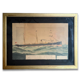 Framed 19th-century Ship Chromolithograph Print