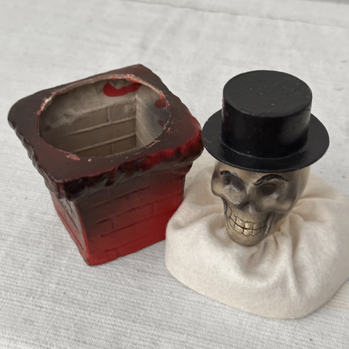 Papier-Mâché Skull Head on Candy Box