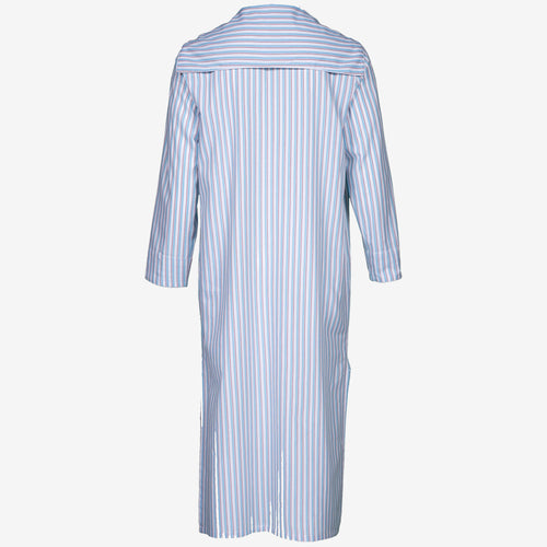 P. Le Moult Striped Sailor Nightshirt in White & Sky with Red Piping