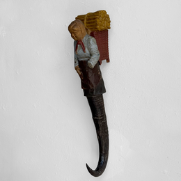 Early 20th-century Carved Alpine Hunter Decorative Coat Hook (#4)