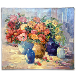 Mid 20th-century Dutch Floral Still Life Painting