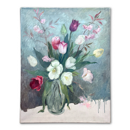 Mid 20th-century Dutch Floral Tulip Still Life Painting