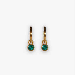Colombian Emerald Huggie Hoop Drop Earrings