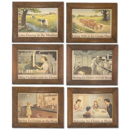 Mid 20th-century Set of 6 Framed Ice Cream Lithographs