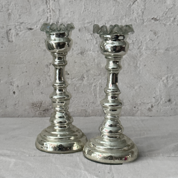 Pair of 19th-century Mercury Glass Candle Holders (01)