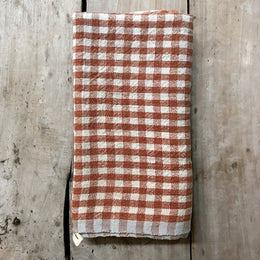 Gingham Tea Towel in Cognac & Blue
