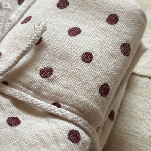 2 Block Printed Polka Dots Standard Pillow Cases in Red