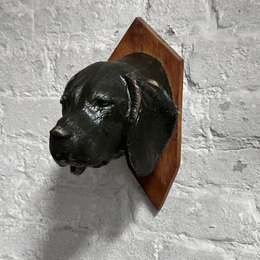 Black Forest Carved Green Dog Head (D53)