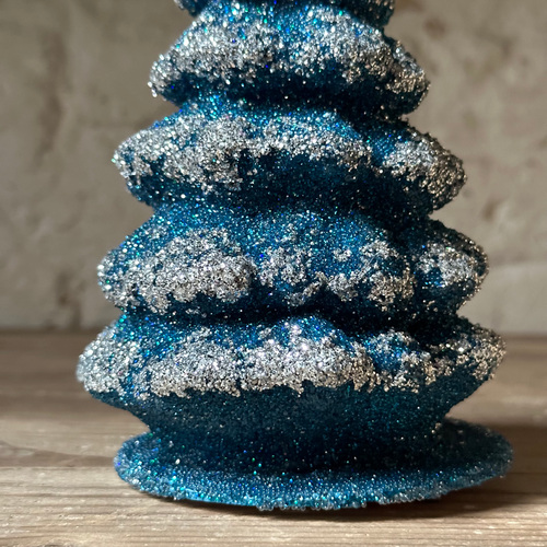 Papier-Mâché Medium Blue Glitter Tree