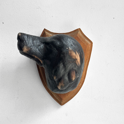 Antique Black Forest Carved Dog Head Pair (D2402)