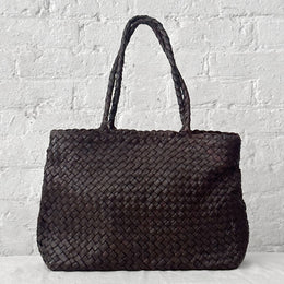 Leather Dragon Diffusion Vintage Mesh Tote in Dark Brown