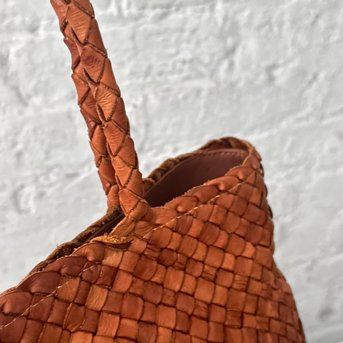 Leather Dragon Diffusion Vintage Mesh Tote in Tan