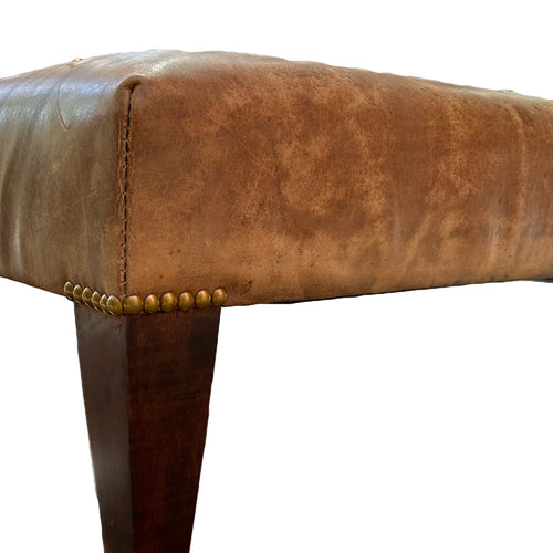 1930s Leather Custom Ottoman