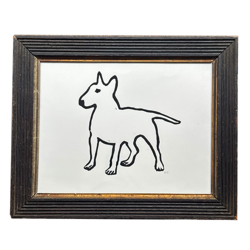 "Bull Terrier" in a 19th Century Antique Frame