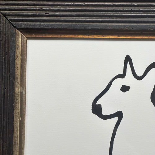 "Bull Terrier" in a 19th Century Antique Frame