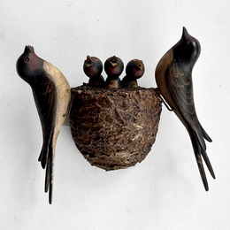 Black Forest Carved Birds Nest (N534)