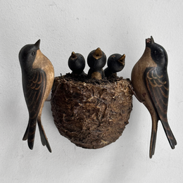Black Forest Carved Birds Nest (N536)
