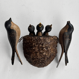 Black Forest Carved Birds Nest (N538)