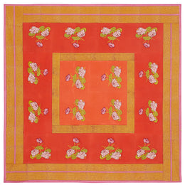 Lisa Corti Cotton Panel Cloth in Tea Flower Red Orange 180 x 180cm