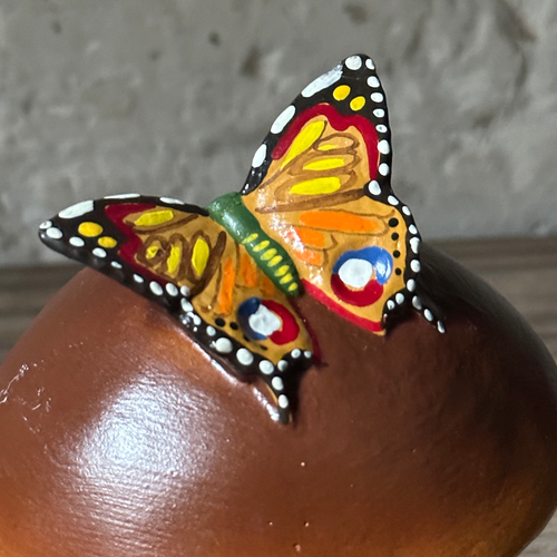 Papier-Mâché Brown Mushroom with Butterfly Candy Box