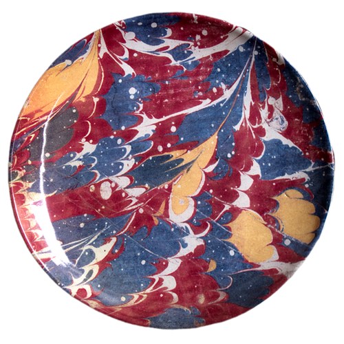 Red Blue & Yellow Marble Dinner Plate