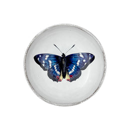 A small dish with a blue and white butterfly titled Blue Butterfly Dish